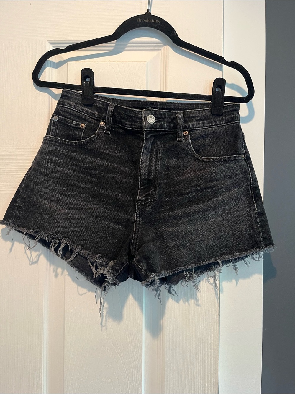Etica Black High-Rise Denim Shorts